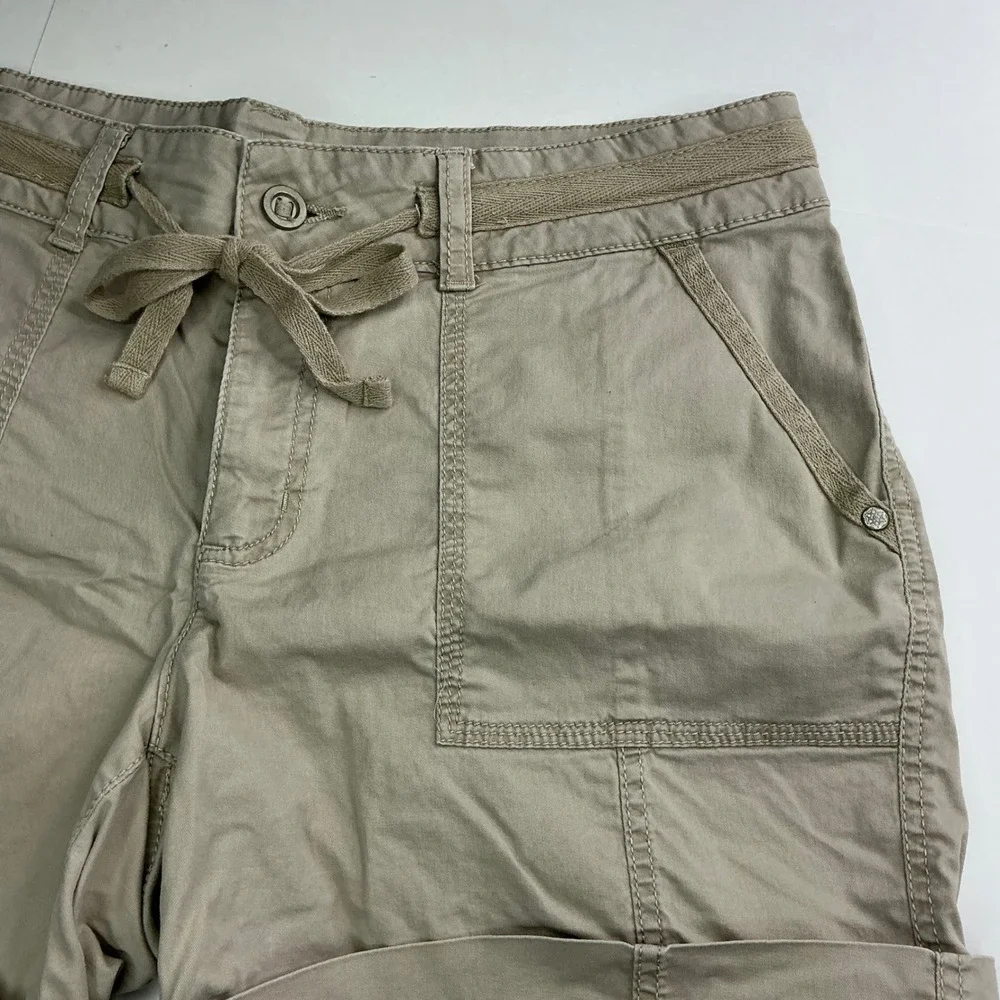 Sonoma Khaki Utility Cargo Shorts Womens 10 Tan Drawstring Cotton Blend